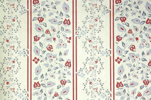 1970s Floral Stripe Vintage Wallpaper