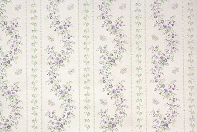 1970s Floral Stripe Vintage Wallpaper