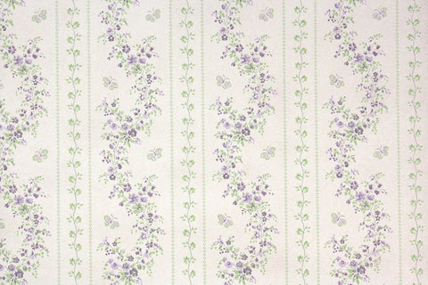 1970s Floral Stripe Vintage Wallpaper
