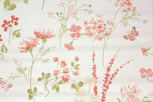 1960s Floral Vintage Wallpaper