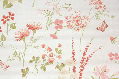 1960s Floral Vintage Wallpaper