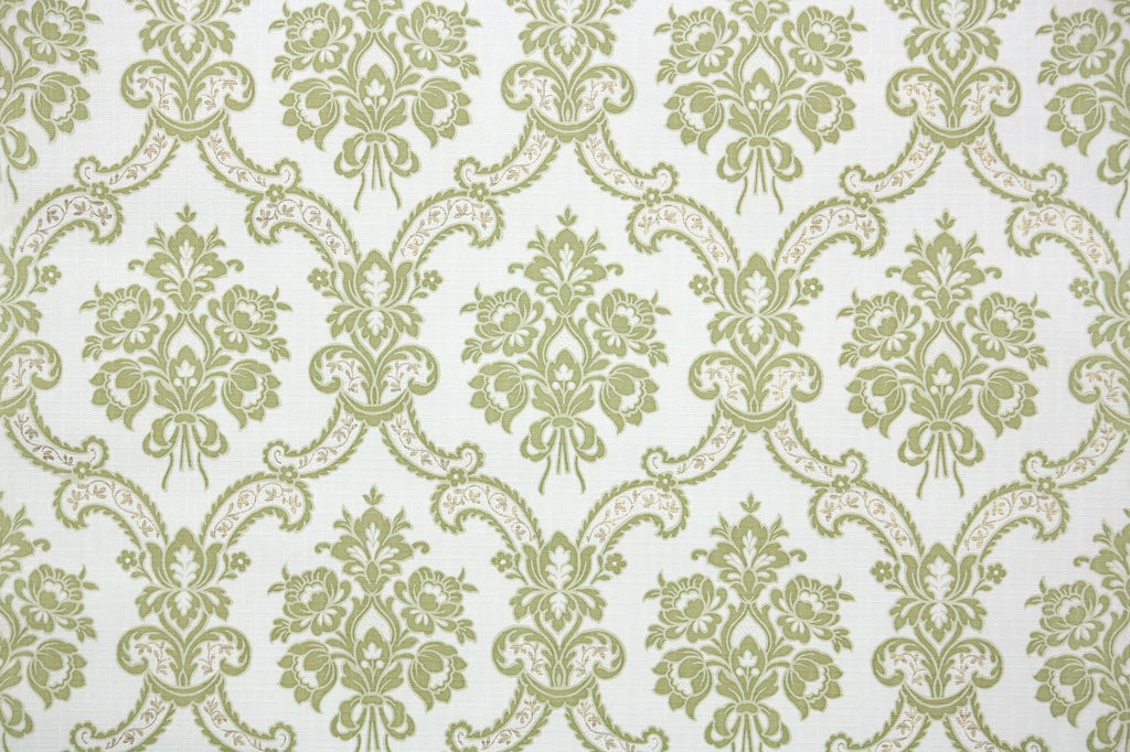 1970s Floral Damask Vintage Wallpaper
