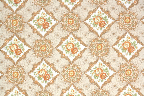 1960s Floral Vintage Wallpaper