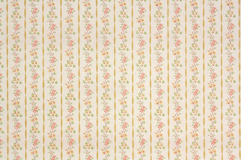 1960s Floral Stripe Vintage Wallpaper