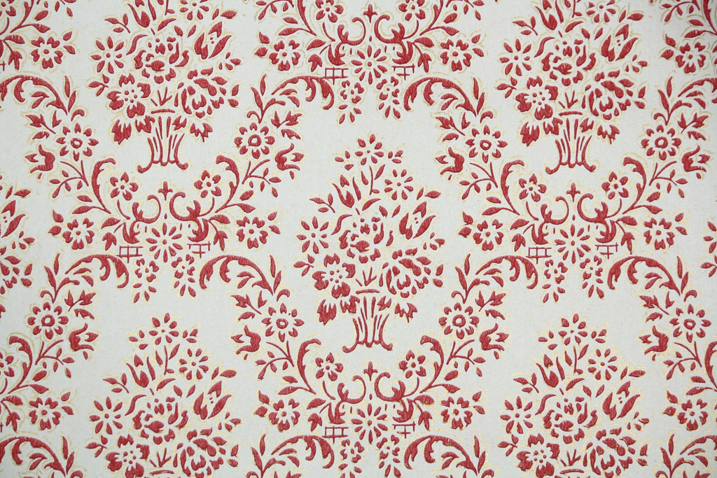 1960s Floral Damask Vintage Wallpaper