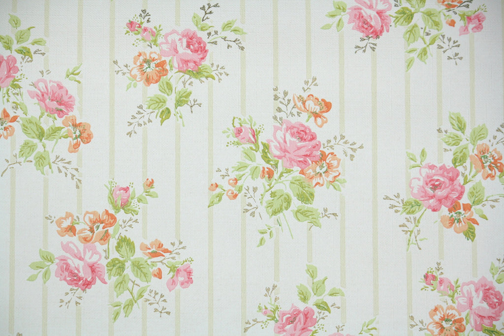 1960s Floral Vintage Wallpaper