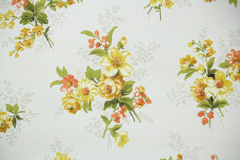 1960s Floral Vintage Wallpaper