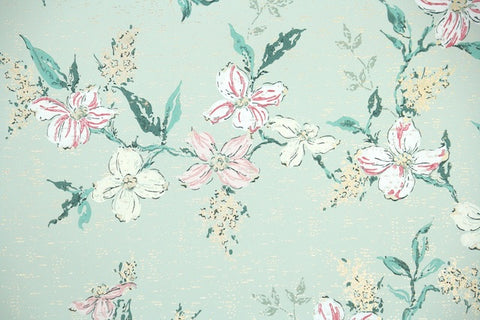1950s Floral Vintage Wallpaper