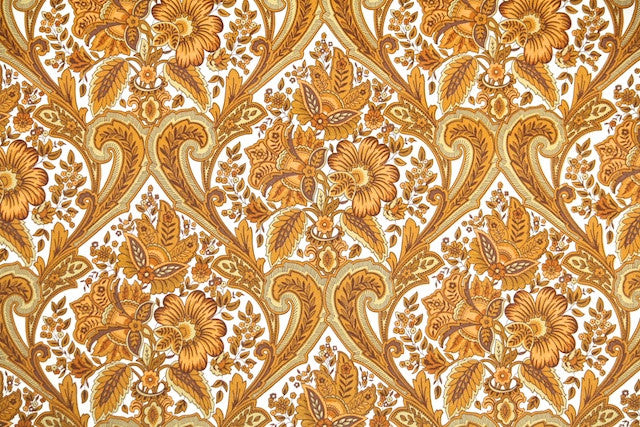 1970s Floral Damask Vintage Wallpaper