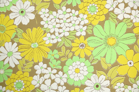 1960s Floral Vintage Wallpaper
