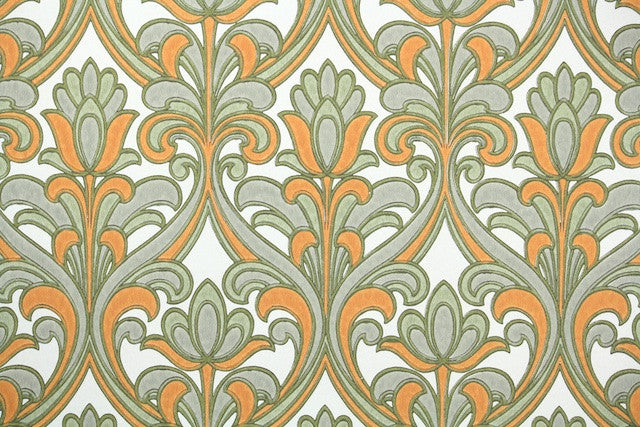 1960s Damask Vintage Wallpaper