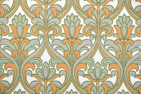 1960s Damask Vintage Wallpaper
