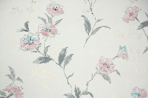 1960s Floral Vintage Wallpaper
