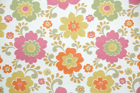 1960s Floral Vintage Wallpaper