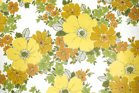 1970s Floral Vintage Wallpaper