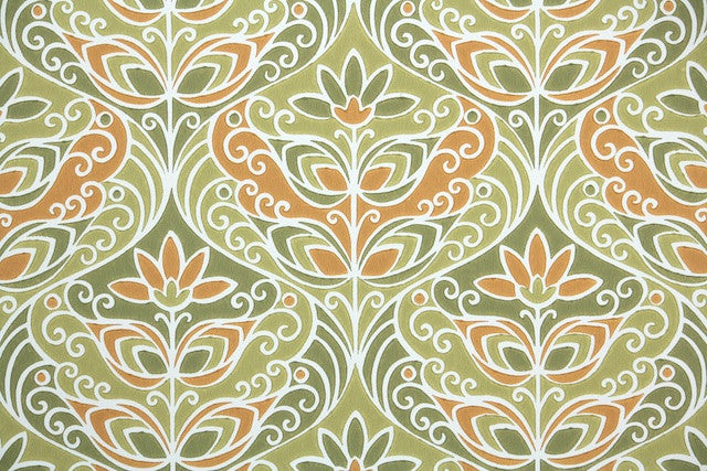 1960s Floral Damask Vintage Wallpaper