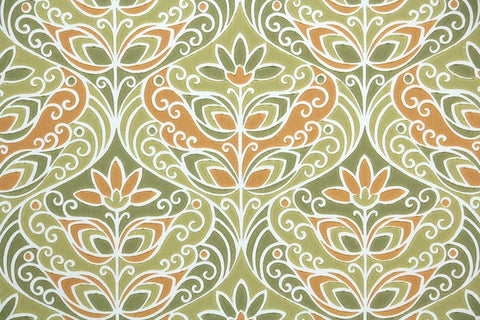 1960s Floral Damask Vintage Wallpaper
