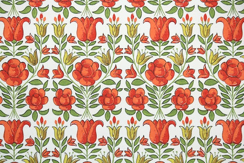 1960s Floral Vintage Wallpaper