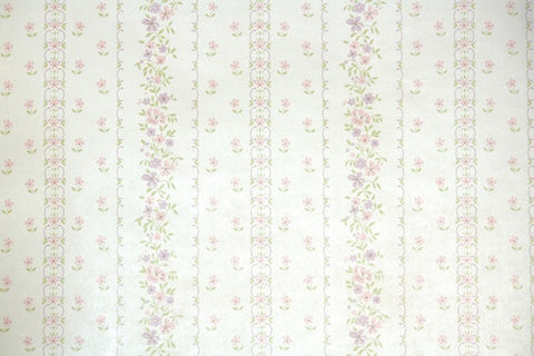 1960s Floral Stripe Vintage Wallpaper