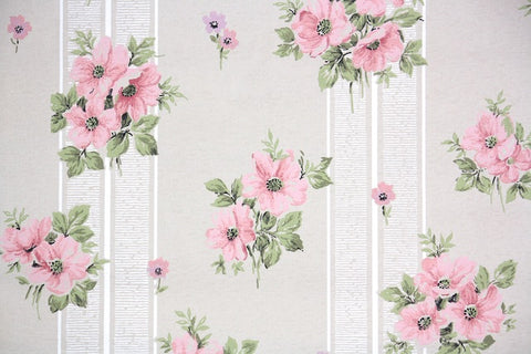 1960s Floral Vintage Wallpaper
