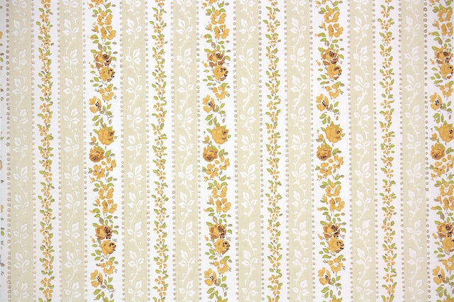 1970s Floral Stripe Vintage Wallpaper