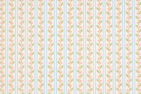 1980s Floral Stripe Vintage Wallpaper