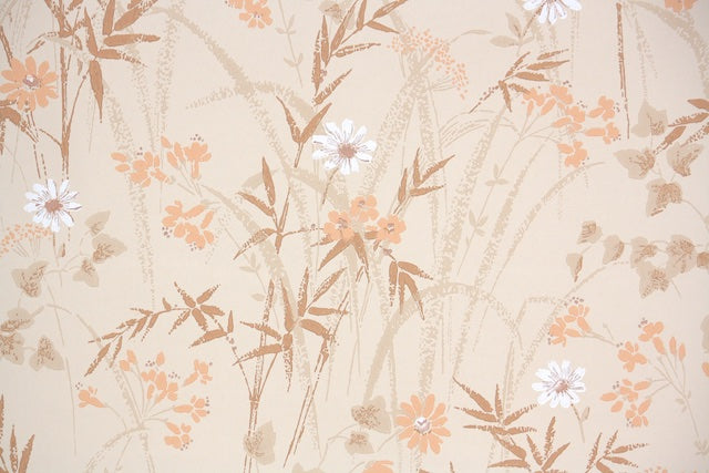 1960s Floral Vintage Wallpaper