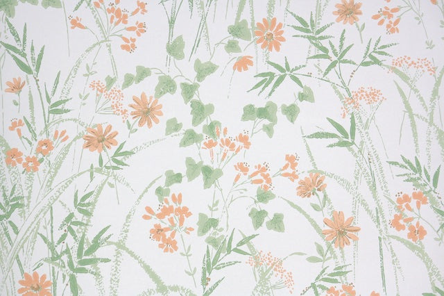 1980s Floral Vintage Wallpaper