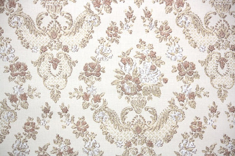 1970s Floral Damask Vintage Wallpaper