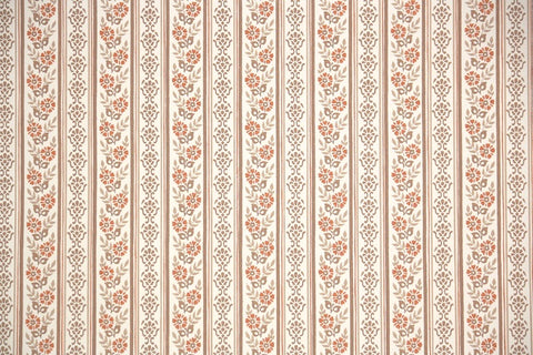 1970s Floral Stripe Vintage Wallpaper