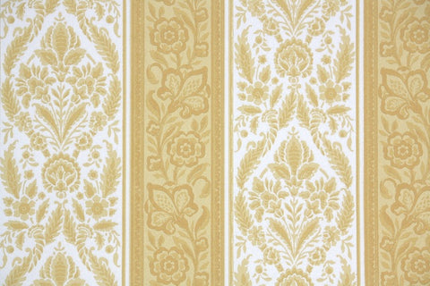 1960s Floral Stripe Vintage Wallpaper