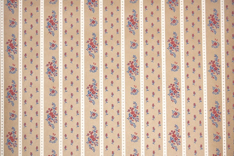 1970s Floral Stripe Vintage Wallpaper
