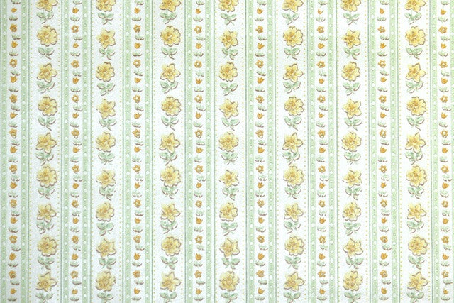 1970s Floral Stripe Vintage Wallpaper