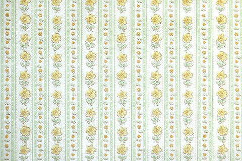 1970s Floral Stripe Vintage Wallpaper