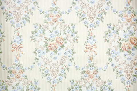 1970s Floral Damask Vintage Wallpaper