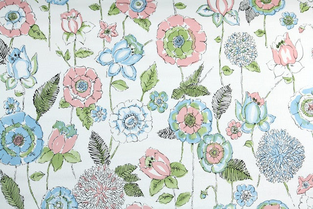 1970s Floral Vinyl Vintage Wallpaper