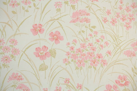 1960s Floral Vintage Wallpaper