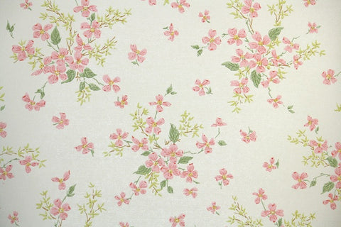 1960s Floral Vintage Wallpaper