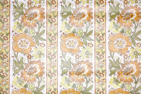 1970s Floral Stripe Vintage Wallpaper