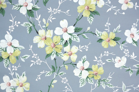 1940s Floral Vintage Wallpaper