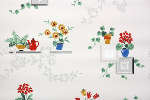 1940s Kitchen Vintage Wallpaper