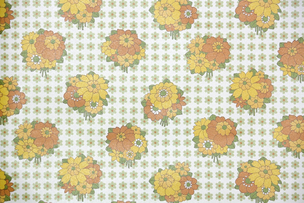 1970s Floral Vintage Wallpaper