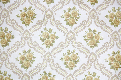 1970s Floral Damask Vintage Wallpaper