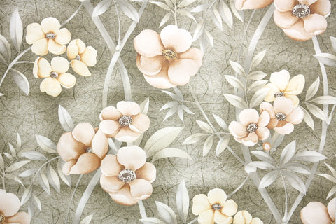 1970s Floral Vintage Wallpaper