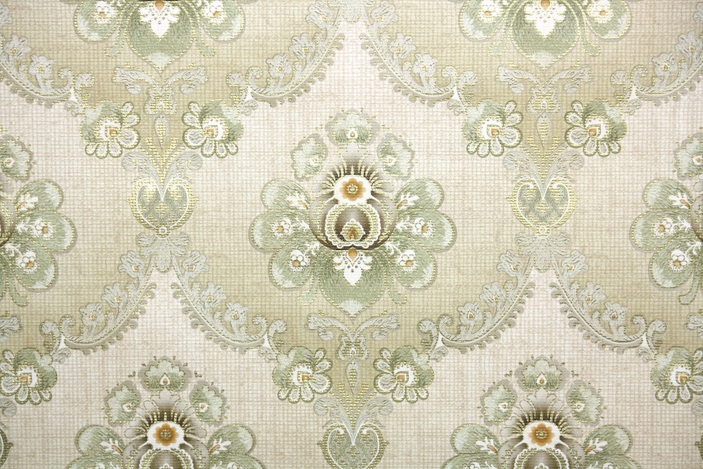 1970s Damask Vintage Wallpaper